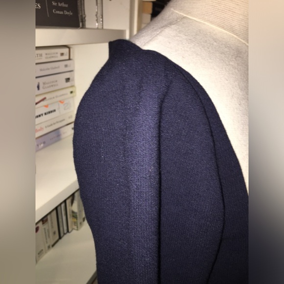 Lela Rose Navy Blue Square Neckline Fit Flare Top - Picture 7 of 10